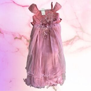 NWT NINJXD GIRLS SIZE 140 PINK FLORAL PRINCESS DRESS 8-10 year old